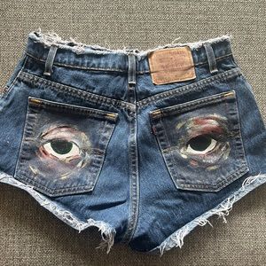 Hand painted High Waisted Levi Daisy Dukes